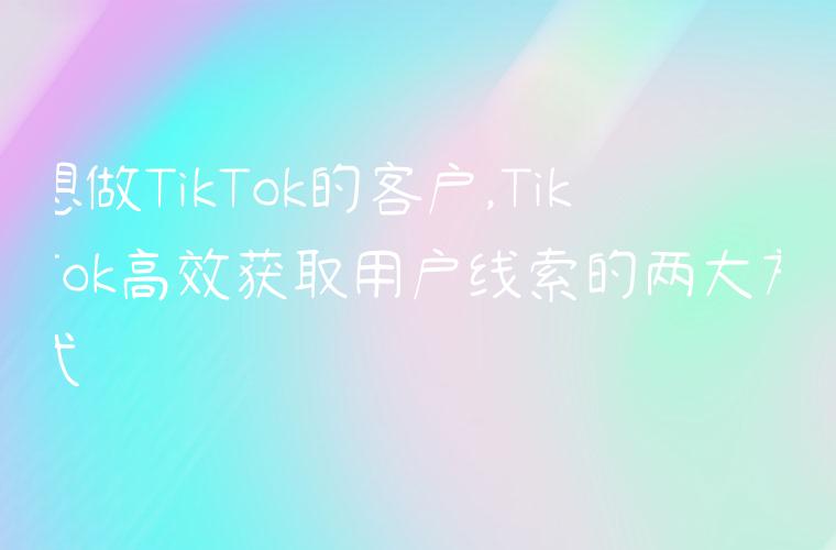 想做TikTok的客户,TikTok高效获取用户线索的两大方式