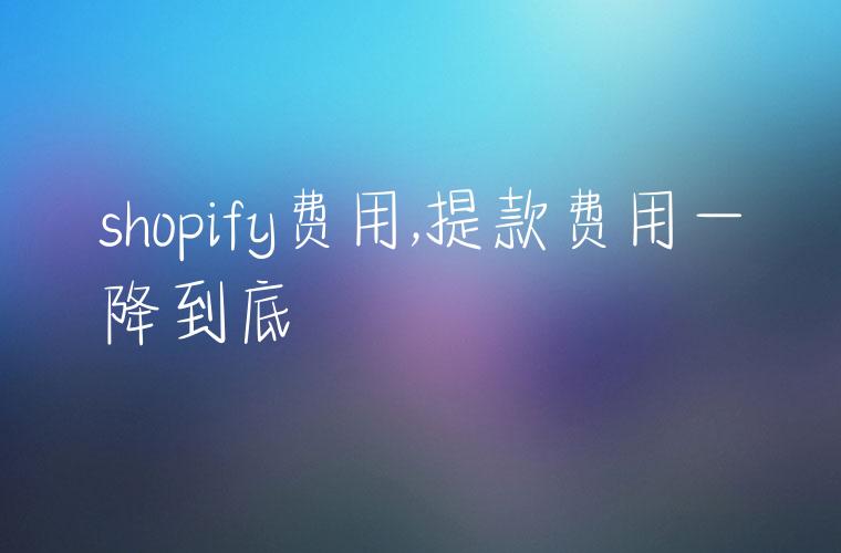 shopify费用,提款费用一降到底