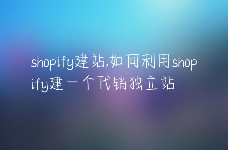 shopify建站,如何利用shopify建一个代销独立站