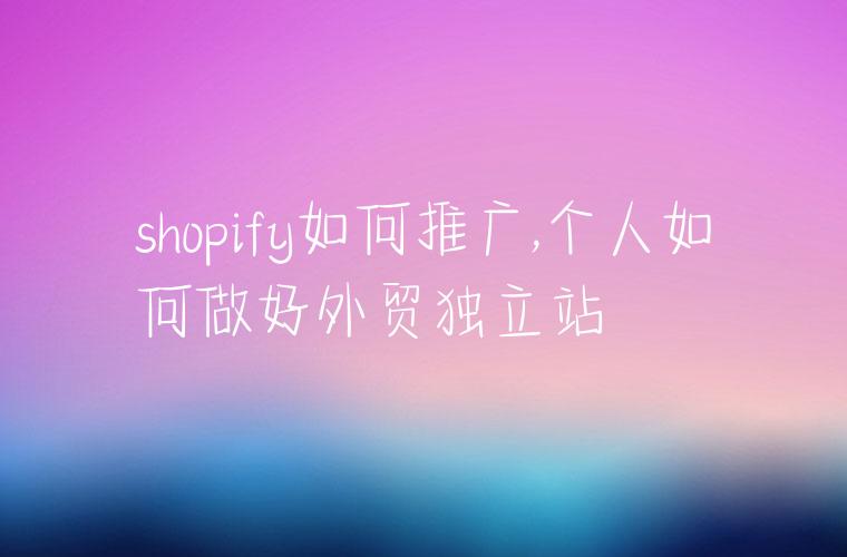 shopify如何推广,个人如何做好外贸独立站