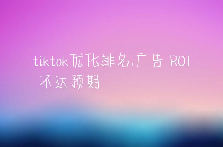 tiktok优化排名,广告 ROI 不达预期