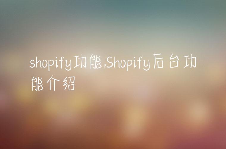 shopify功能,Shopify后台功能介绍