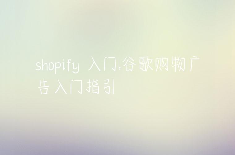 shopify 入门,谷歌购物广告入门指引