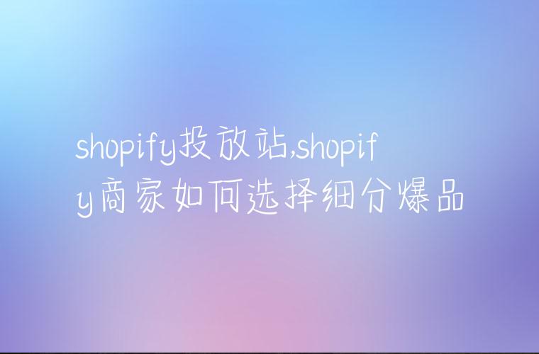 shopify投放站,shopify商家如何选择细分爆品
