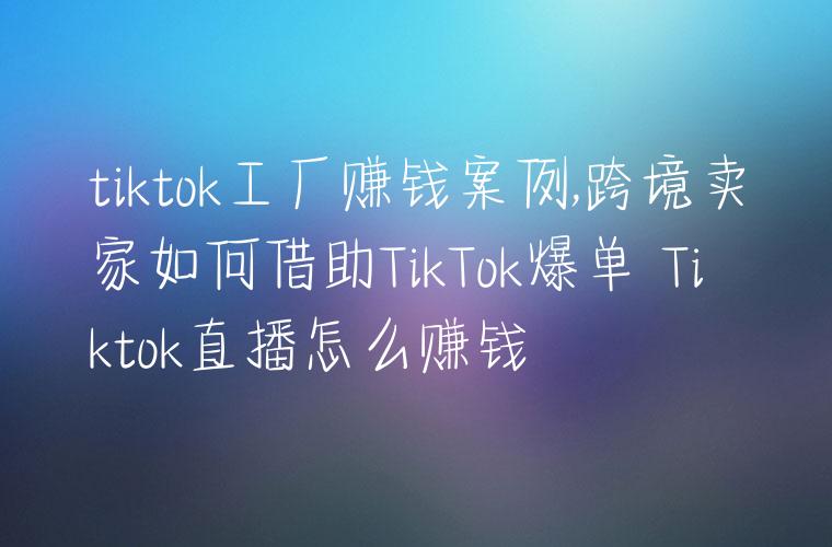 tiktok工厂赚钱案例,跨境卖家如何借助TikTok爆单 Tiktok直播怎么赚钱