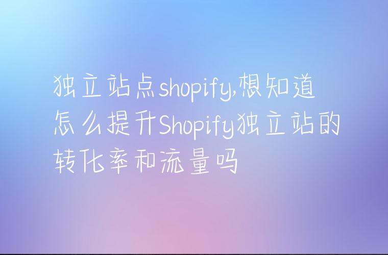 独立站点shopify,想知道怎么提升Shopify独立站的转化率和流量吗