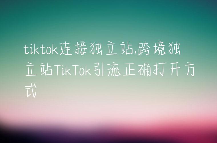 tiktok连接独立站,跨境独立站TikTok引流正确打开方式