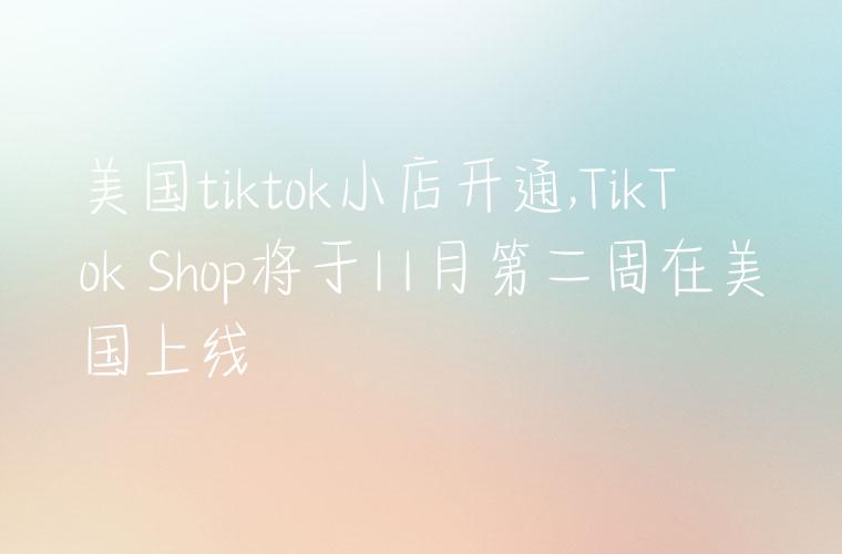 美国tiktok小店开通,TikTok Shop将于11月第二周在美国上线