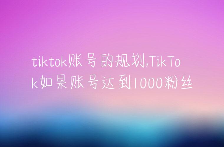 tiktok账号的规划,TikTok如果账号达到1000粉丝