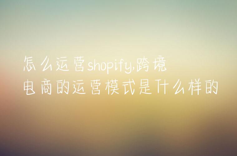 怎么运营shopify,跨境电商的运营模式是什么样的