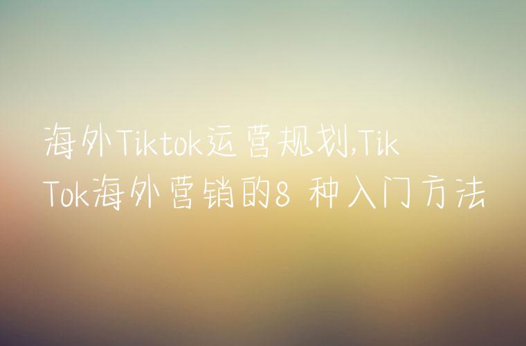 海外Tiktok运营规划,TikTok海外营销的8 种入门方法