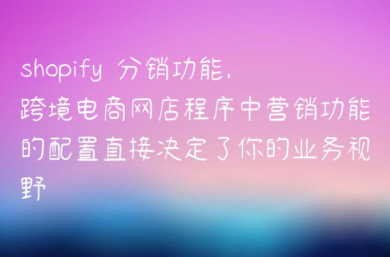 shopify 分销功能,跨境电商网店程序中营销功能的配置直接决定了你的业务视野