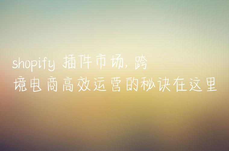 shopify 插件市场, 跨境电商高效运营的秘诀在这里