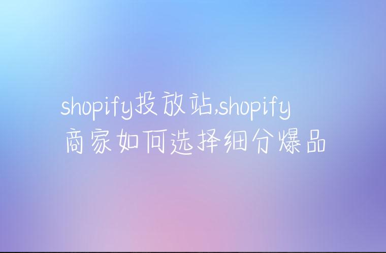 shopify投放站,shopify商家如何选择细分爆品