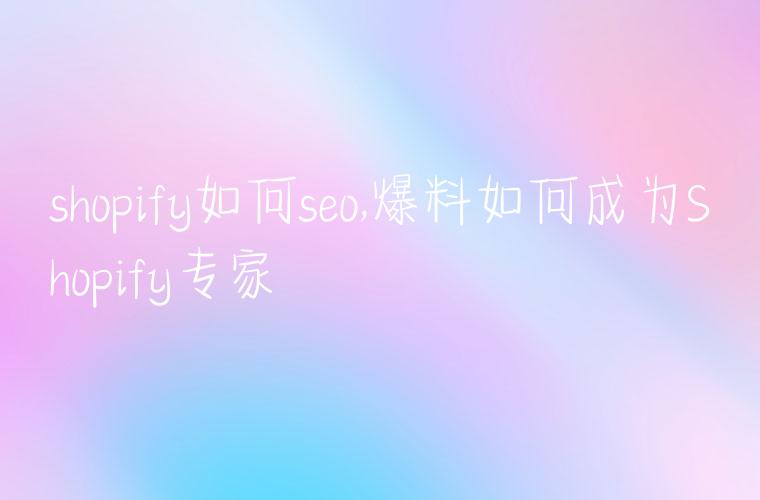 shopify如何seo,爆料如何成为Shopify专家