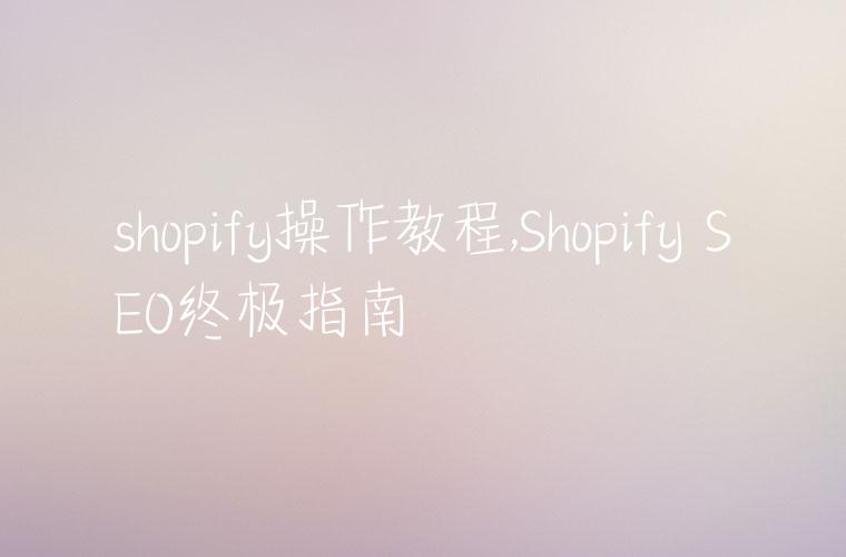 shopify操作教程,Shopify SEO终极指南