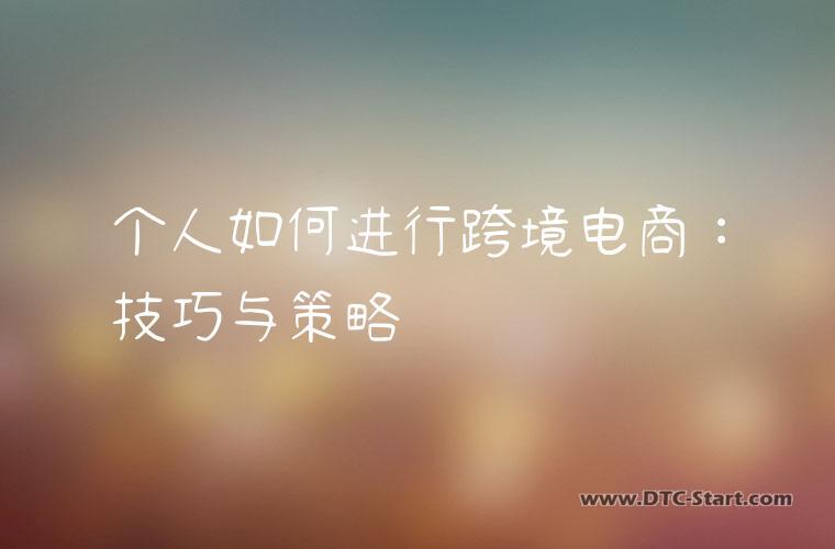 个人如何进行跨境电商：技巧与策略