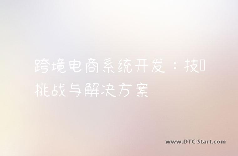 跨境电商系统开发：技术挑战与解决方案