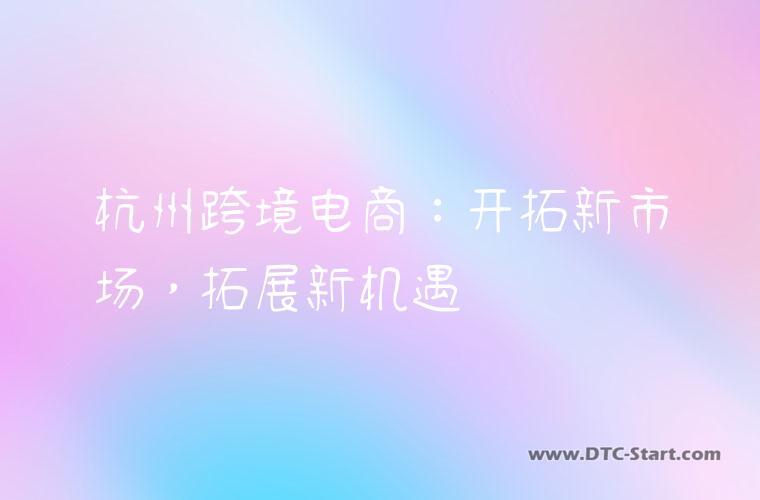 杭州跨境电商：开拓新市场，拓展新机遇