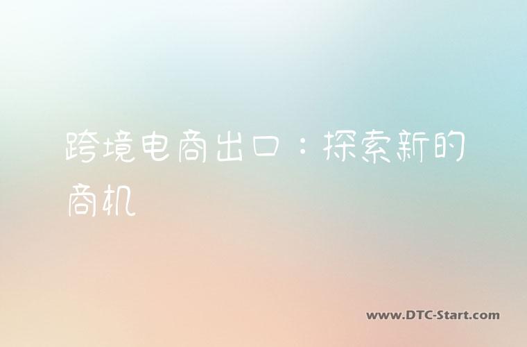 跨境电商出口：探索新的商机