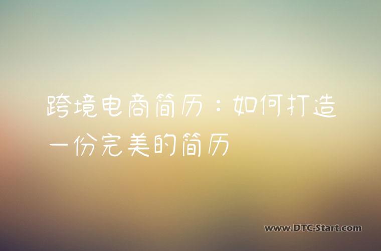 跨境电商简历：如何打造一份完美的简历