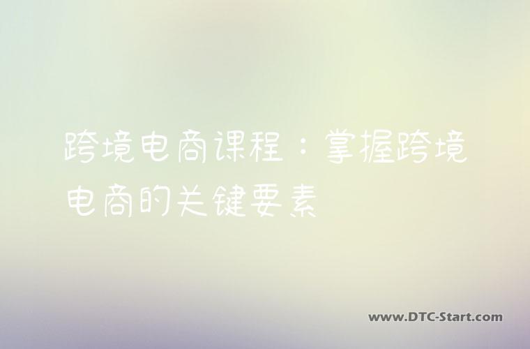 跨境电商课程：掌握跨境电商的关键要素