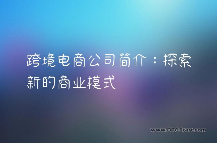 跨境电商公司简介：探索新的商业模式